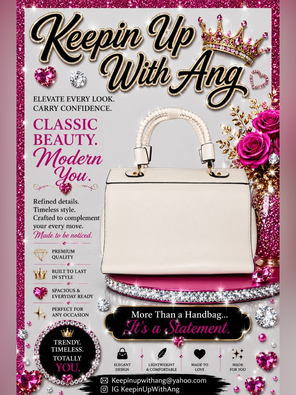 Classic Cream Structured Top-Handle Bag - Elegant Everyday Tote